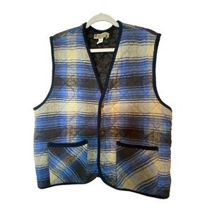 Protest Clothing Men’s Blue Plaid Quilted Vest Large
